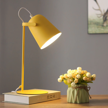 Adjustable Desk Lamp, Metal Rotatable Shade Study Light, E27, UK Plug, Yellow/Pink/Green