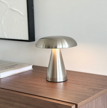 Cordless Mushroom Table Lamp, Brushed Brass Rechargeable Dimmable LED Desk Light